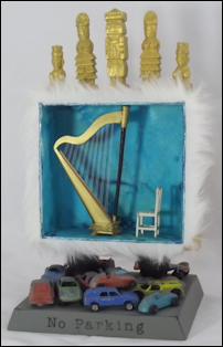 No Parking, mixed media assemblage art